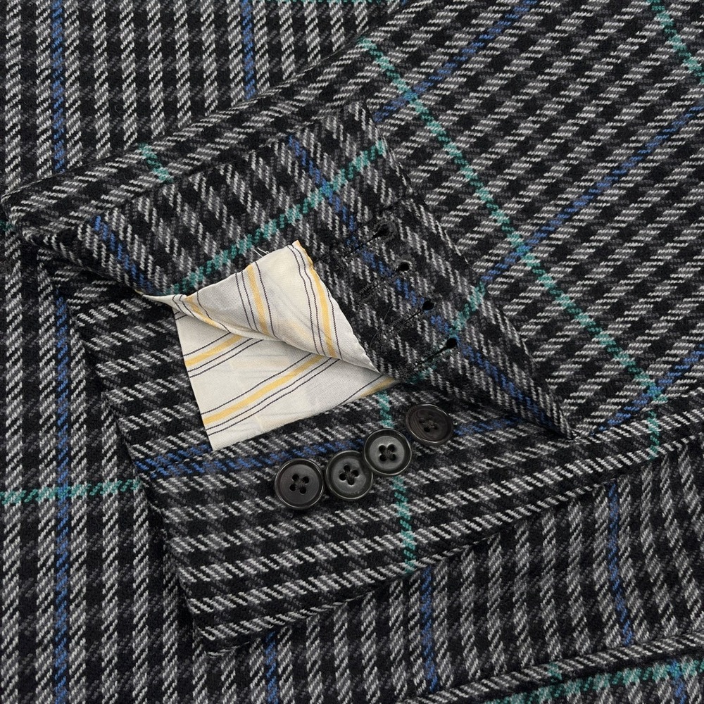 Isaia Napoli Sport Coat Mens 48L US 58L EU Plaid Surgeon Cuff Sirio G. Blazer - Picture 13 of 15